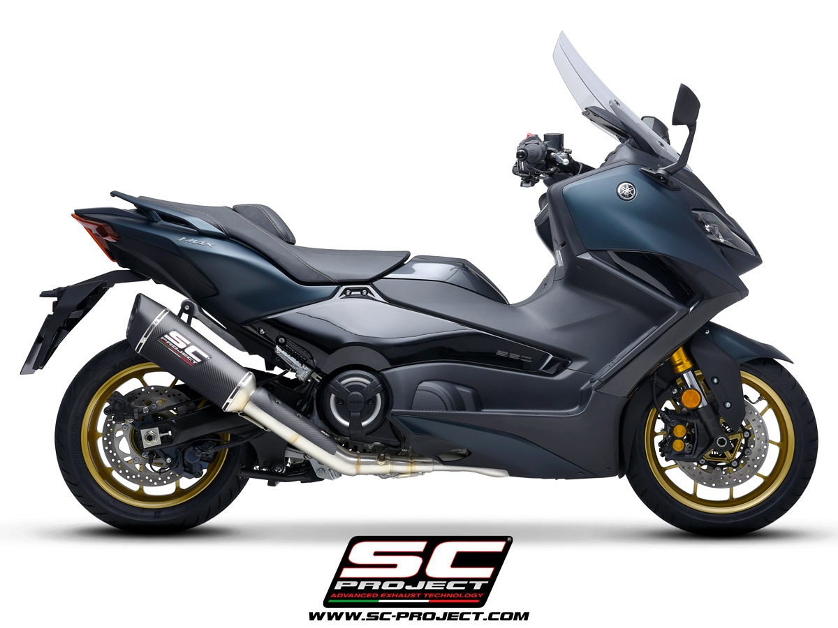 Yamaha TMax 560 m.y. 2022 SC1-R carbon fibre full exhaust system stainless steel street legal euro 5 right side