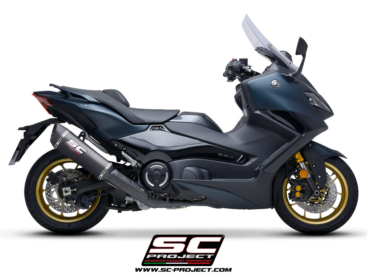 Yamaha TMax 560 m.y. 2022 SC1-R carbon fibre matt black full system exhaust type-approved euro 5 right side