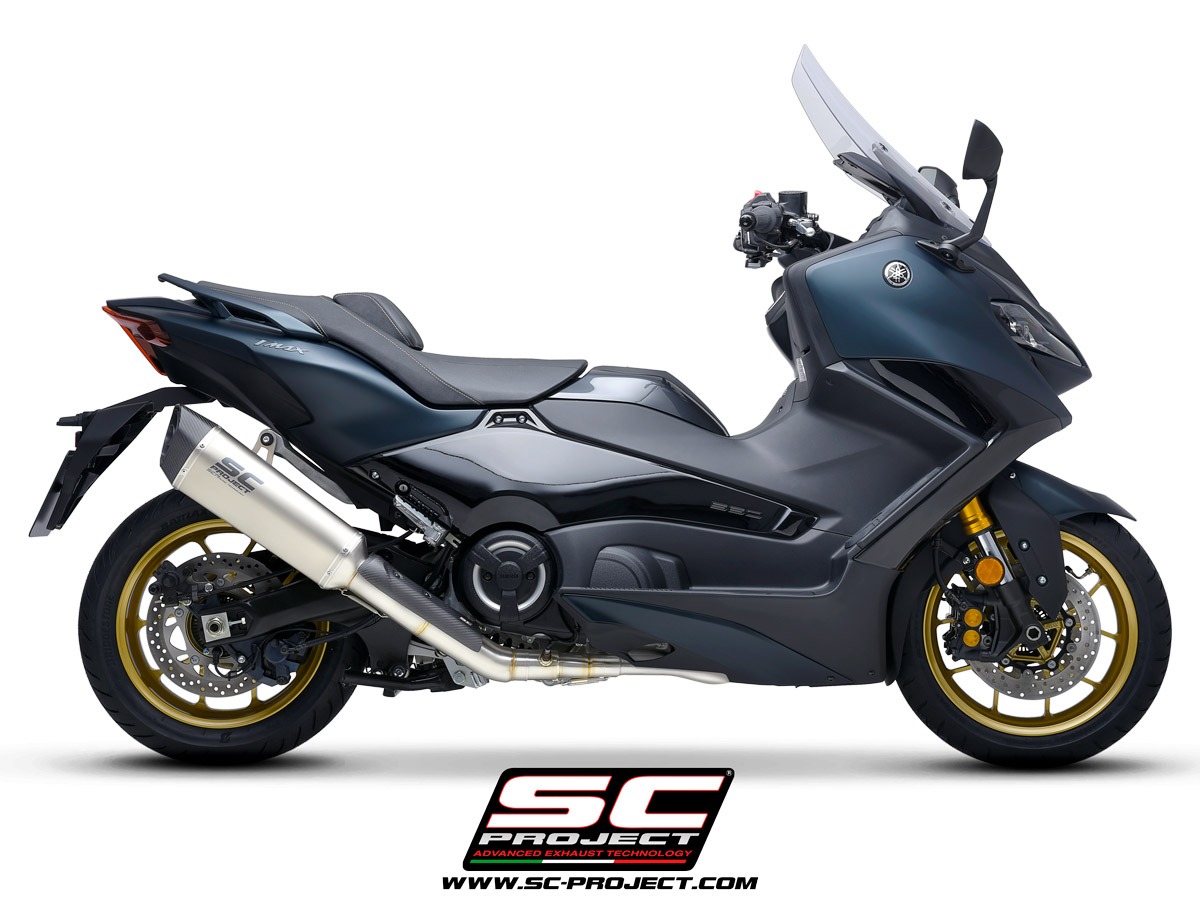 Yamaha TMax 560 m.y. 2022 SC1-R titanium full system exhaust stainless steel street legal euro 5 right side
