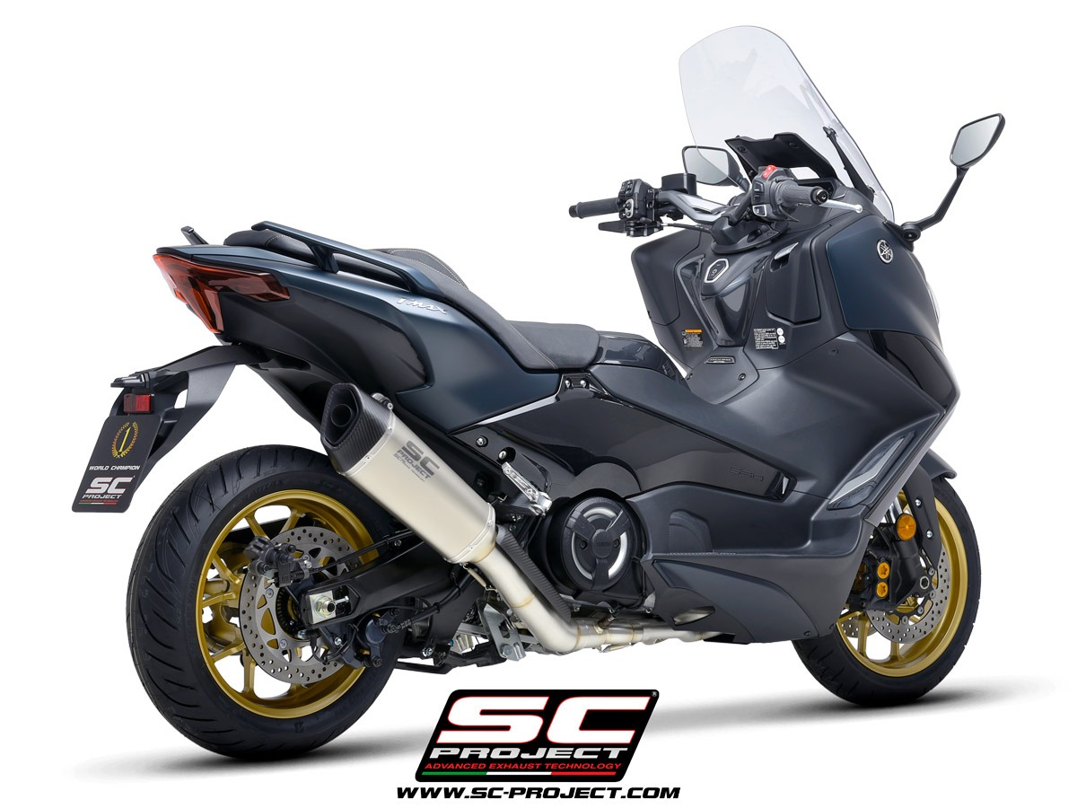 Yamaha TMax 560 m.y. 2022 SC1-R titanium full system exhaust stainless steel racing 3/4 rear