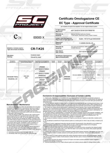 Homologación omologazioni euro5 EC Type Approval Certificate exhaust motorbike homologation Homologación